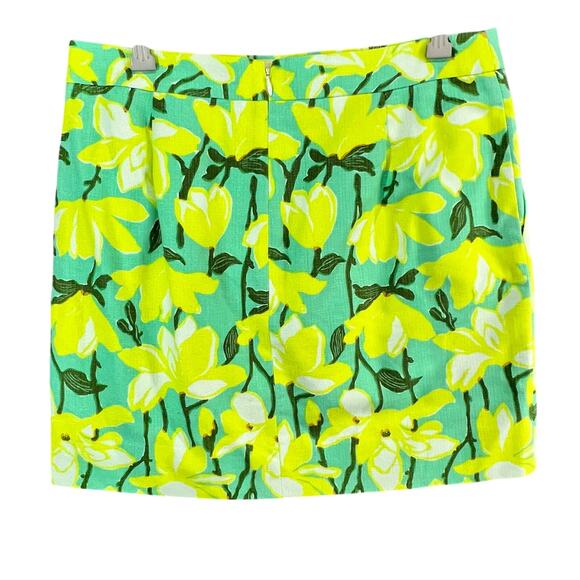 J Crew Mini Skirt Womens 8 Green Yellow Daffodil Basketweave Textured Pockets - Picture 4 of 13